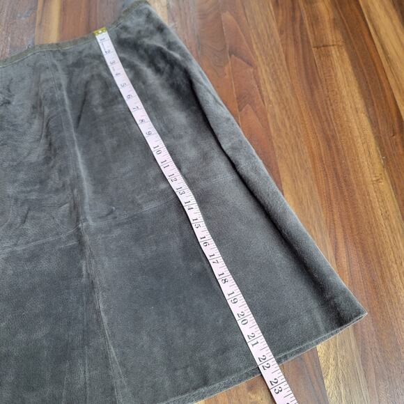 Vintage Embroidered Leather Suede A-line Fully Lined Skirt Size 14 Petite - Picture 7 of 7